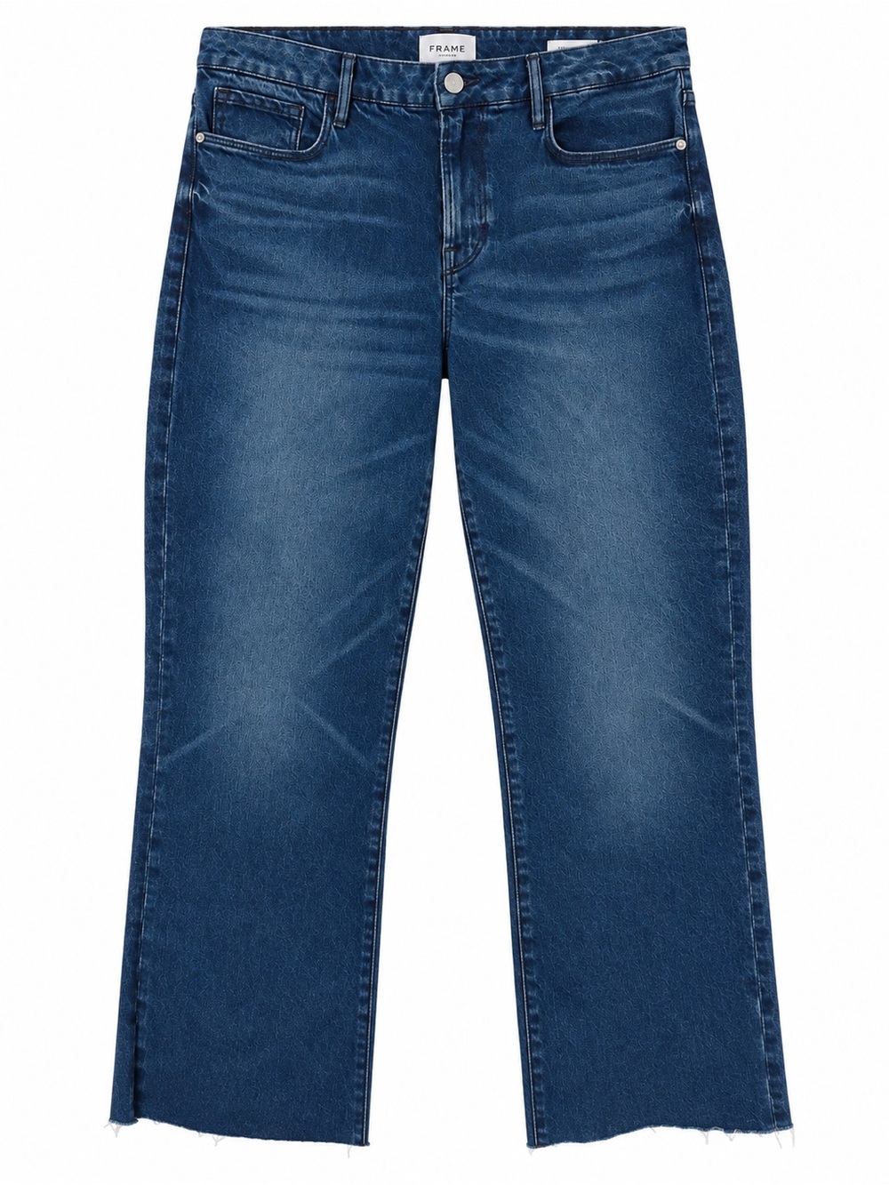 NWOT FRAME Womens Le Crop Mini Boot Jeans Huntdale Blue Size 33 Raw Hem
